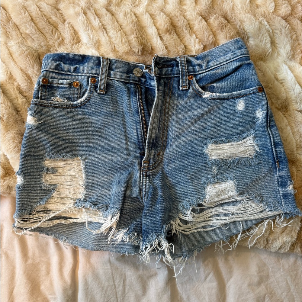 Abercrombie & Fitch Blue Distressed Jean Shorts